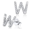 thumbnail image 1 of Pendientes pequeños de plata esterlina Silvora con inicial W Circonita cúbica, 1 of 8