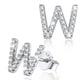 thumbnail image 1 of Pendientes pequeños de plata esterlina Silvora con inicial W Circonita cúbica, 1 of 8