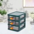 thumbnail image 1 of Caja de almacenamiento de mesa, cajón de escritorio, contenedor de artículos diversos, estante de almacenamiento decorativo, organizador de escritorio 3 capas verde, 1 of 10