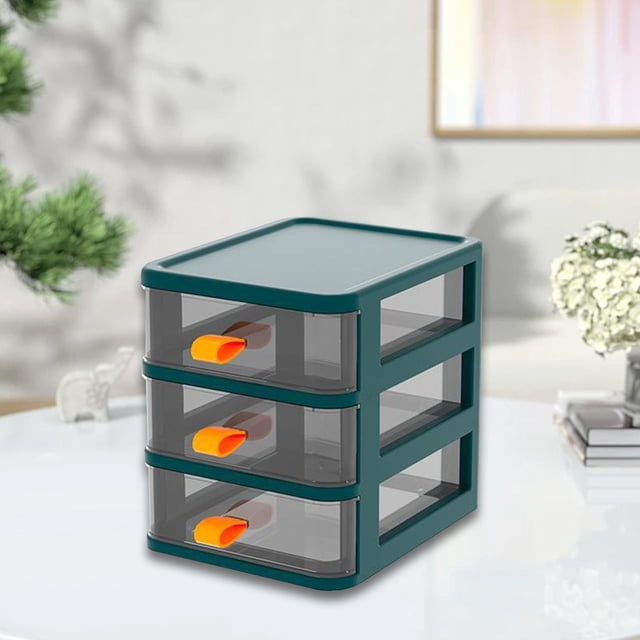 Caja de almacenamiento de mesa, cajón de escritorio, contenedor de artículos diversos, estante de almacenamiento decorativo, organizador de escritorio 3 capas verde