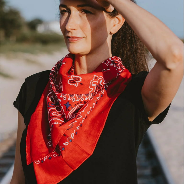 Red Bandana Print Oversized Scarf