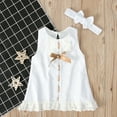 thumbnail image 2 of Baby Girl Dresses White Sleeveless Lace Sundress A-Line Bow Party Dresses Headband Summer Clothes Sets, 2 of 4