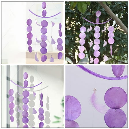 BRIGHTFUFU 1Set Purple Shell Shaped Unique Wind Chimes for Homeowners Outdoor Use