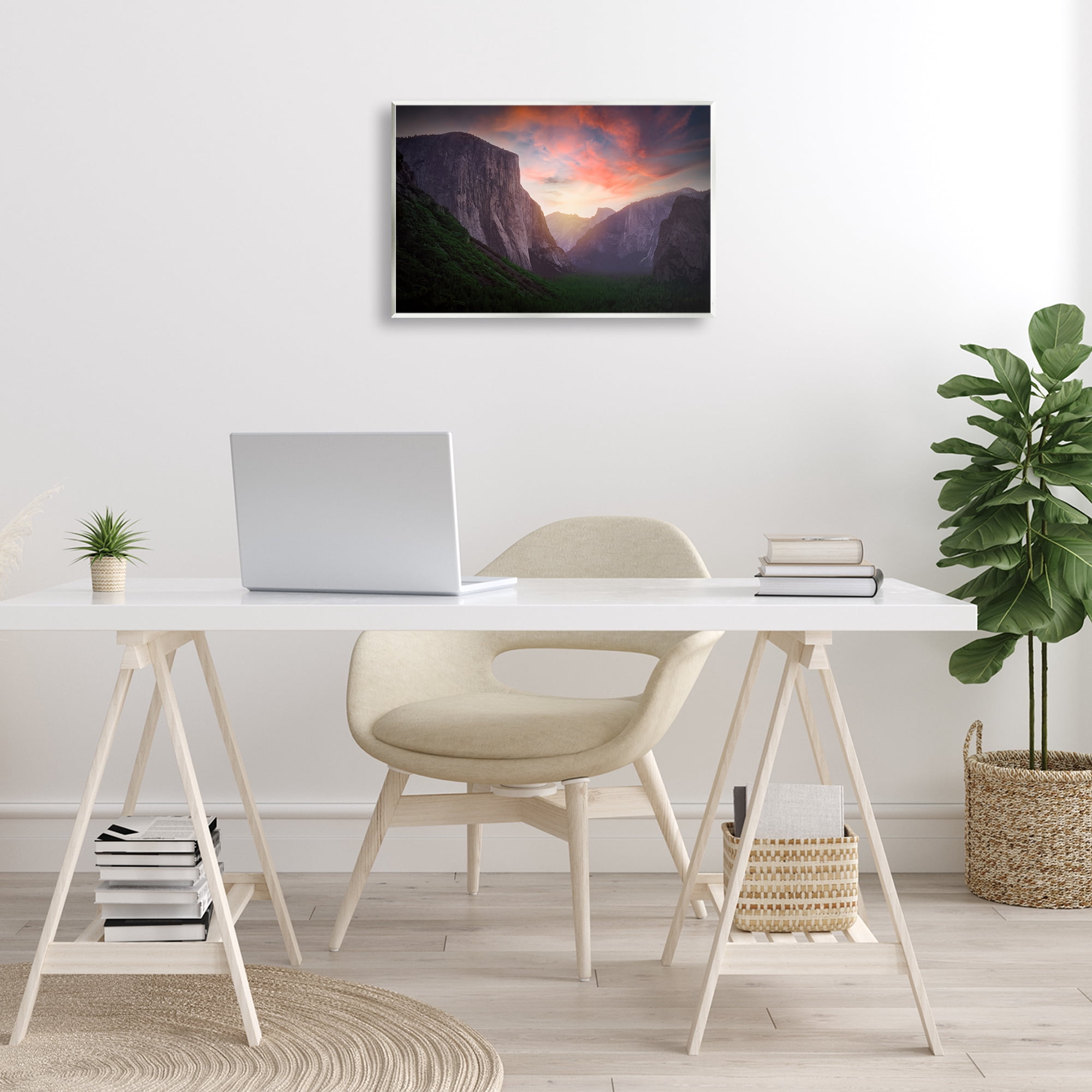 Stupell Industries Sunset Through Mountain Cliffs Landscape & Nature Photography Unframed Art Print Wall Art, 19 x 13