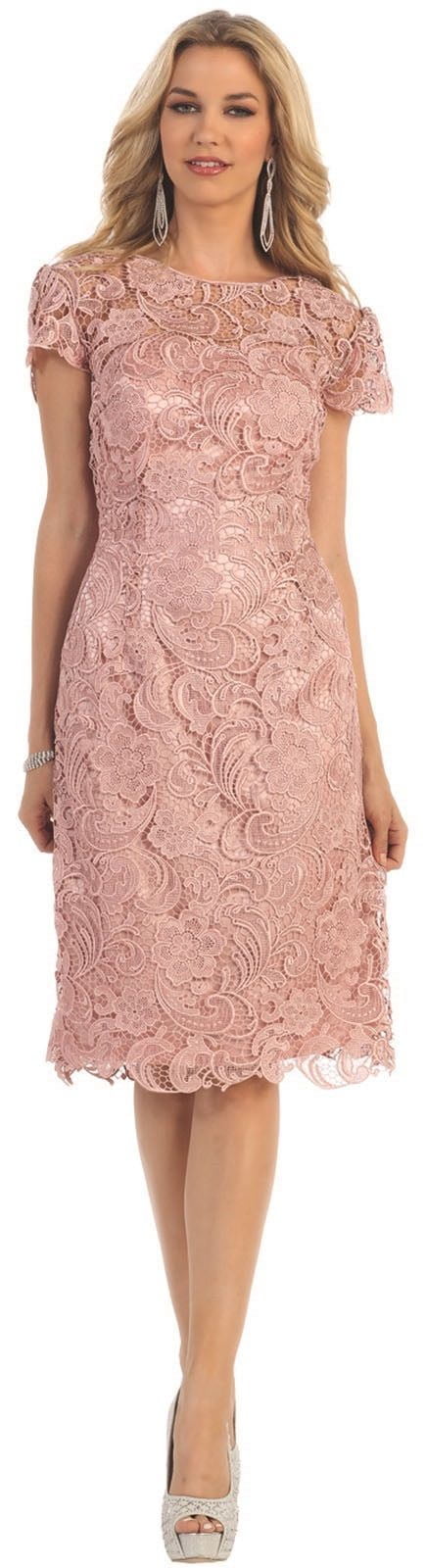 SHORT SLEEVE MOTHER OF THE BRIDE LACE DRESS - Walmart.com