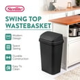 thumbnail image 2 of Sterilite 13 Gallon Swing Top Lid Wastebasket Trash Can for Kitchen, Black (16 Pack), 2 of 7