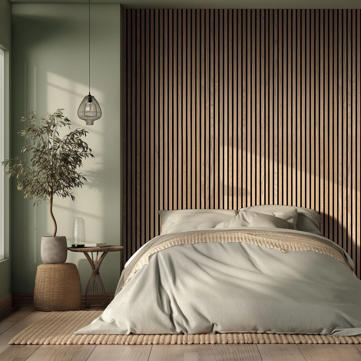 MSI 9.5" x 120" 3D Natural Fluted Wood Slat Acoustic Sound Absorbing Wall Paneling (Set of 4)