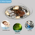 thumbnail image 5 of Low Profile Ceiling Fan with Lights and Remote Control, 19.7" Caged Flush Mount Industrial Small Farmhouse Ceiling Fan for Bedroom, Kitchen, Indoor, 5 of 11