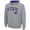 thumbnail image 2 of Men's Colosseum Heathered Gray Kansas State Wildcats Arch & Logo 3.0 Full-Zip Hoodie, 2 of 3