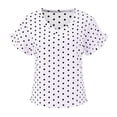 thumbnail image 3 of pxiakgy t shirts for women women's summer polka dot daily shirt v-neck petal sleeves casual tops blouse womens t shirts white + l, 3 of 8