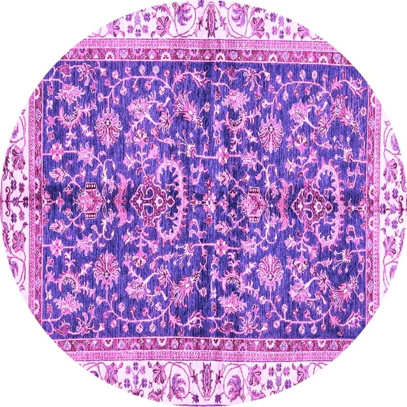 Ahgly Company Indoor Round Abstract Purple Modern Area Rugs, 6' Round