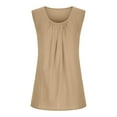 thumbnail image 3 of JGGSPWM Womens Cotton Linen Solid Tank Tops Camisole Lightweight Summer Casual Loose Fit Soft Breathable Tunic Tees Crewneck Sleeveless Shirts Khaki XXL, 3 of 9