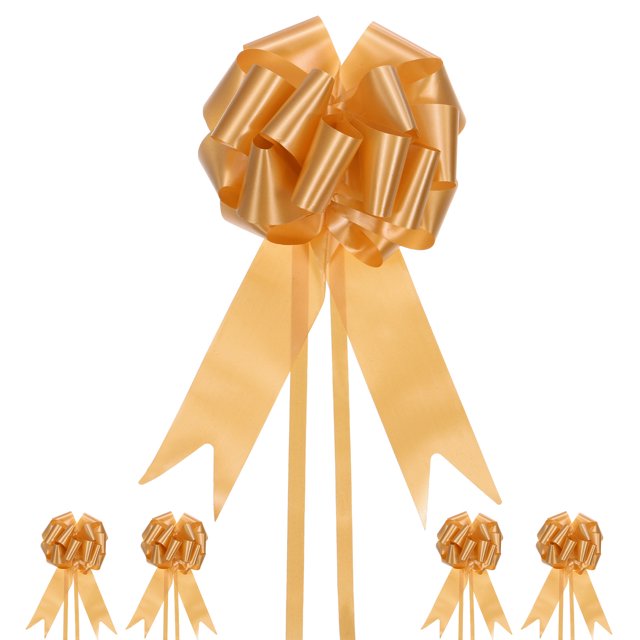10 piezas de grandes lazos de tirón de 10 pulgadas para cestas de boda, dorado
