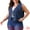 Blue, variant on DARING DIVA Women's Plus Size V Neck Button Down Casual Denim Vest 1X Dark Blue