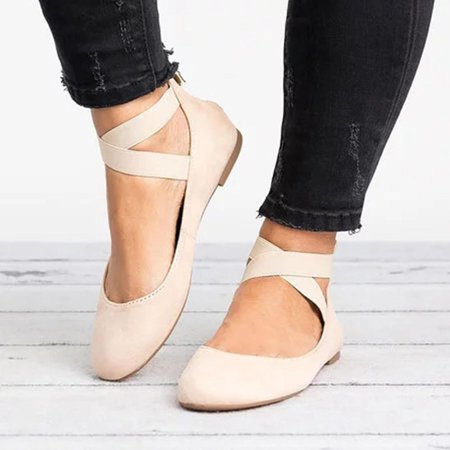 

Womens Dance Pumps Sandals Ankle Cross Strap Ballet Low Heel Zipper Shoes
