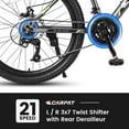 thumbnail image 5 of Ambifirner 24-Inch Mountain Bike for Teens – Black/Green Steel Frame, Shimano 21-Speed, Dual Disc Brakes & Front Suspension for Outdoor & Commuting, 5 of 8