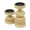 thumbnail image 5 of DecMode 2 Candle Brown Wood Beaded Pillar Candle Holder, Set of 2, 5 of 7
