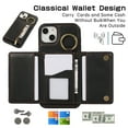 thumbnail image 6 of ELEHOLD Case for iPhone 15 Plus, Zipper Leather Wallet Crossbody Case with Detachable Ring Kickstand & Card Slots,Black, 6 of 9