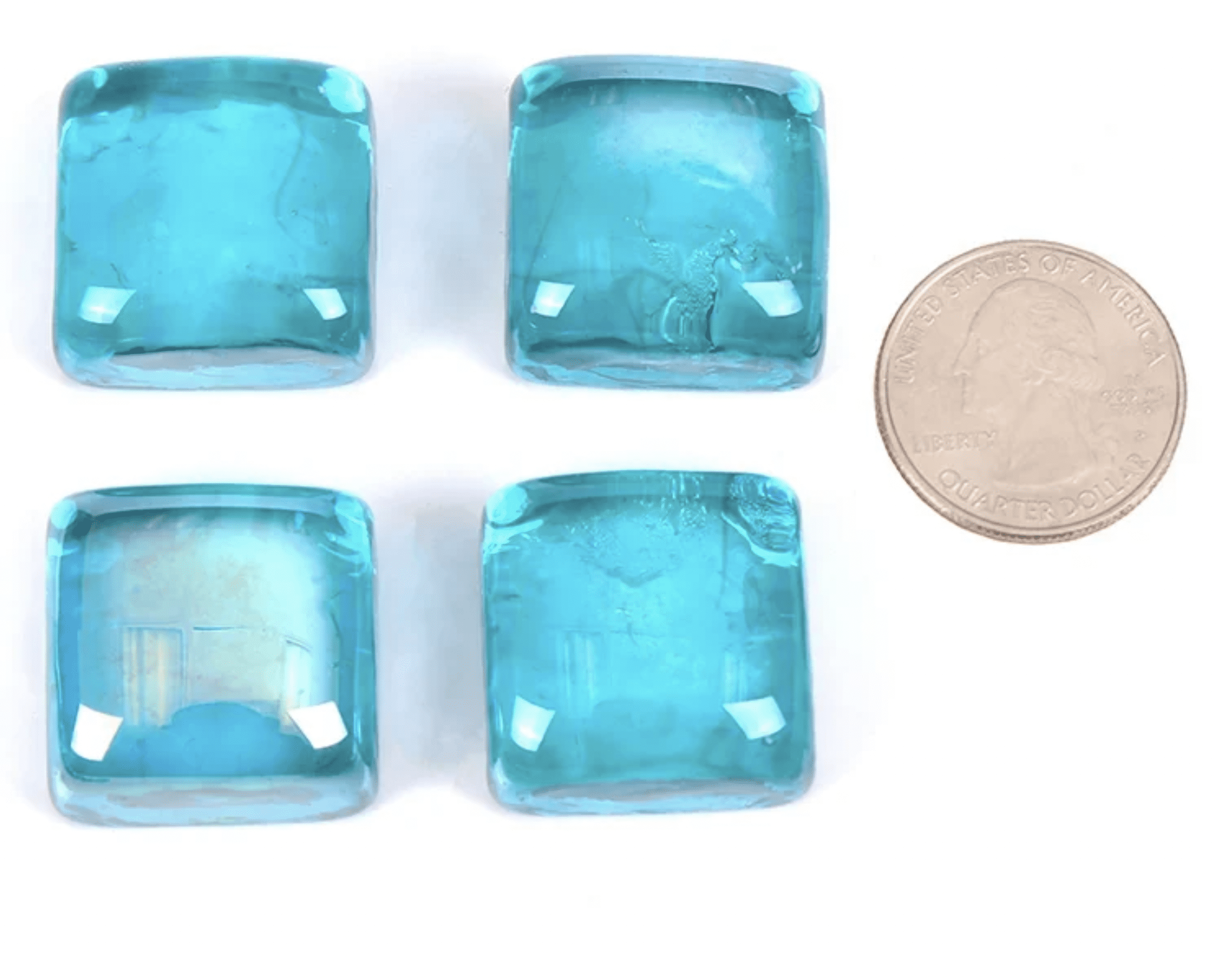 10 lbs Turquoise Blue Fire Glass Cubes - Professional Grade Fire Pit Glass - 1"