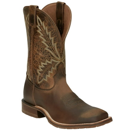 Tony Lama Men's Bowie Oak Western Boot Broad Square Toe Brown 8.5 D(M) US