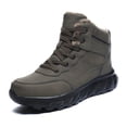 thumbnail image 5 of Men's High-Top Snow Boots, Winter Warm Fleece-Lined Outdoor Sports Shoes, Solid Color, Lace-Up Closure, PU Upper, Fabric Inner & Insole, EVA Sole, for Hiking & Casual Use - Black/Khaki, Winter Boots, 5 of 10