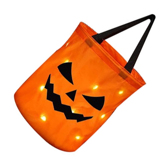 pitrice Flashing LED Light Halloween Pumpkin Candy Bags For Kids Making Halloween Party Look Different Orange Red 1