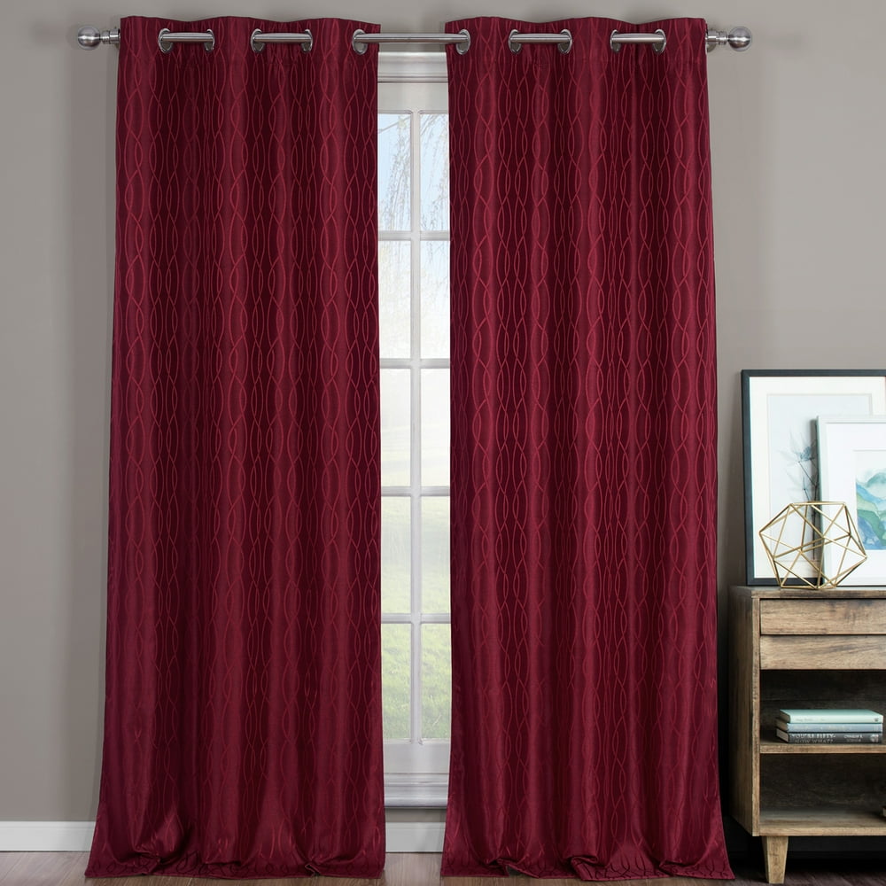 Pair Voyage Jacquard Thermal Blackout Curtain Panels With Grommets (Set