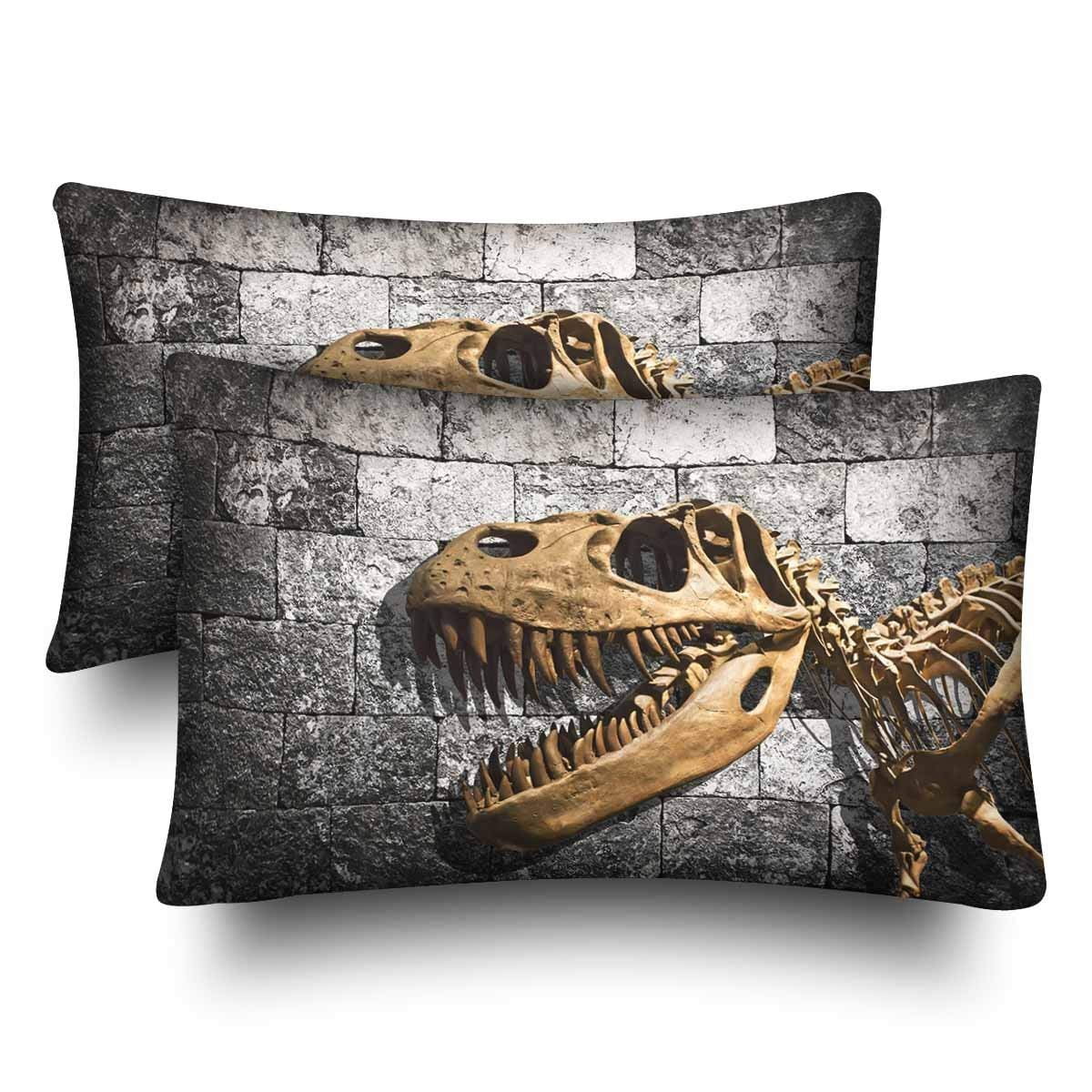 GCKG Dinosaur Skull Tyrannosaurus Rex Dino Skeleton Pillow Cases