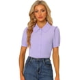 thumbnail image 1 of Top de Mujer con cuello Peter Pan Allegra K de manga Corta Morado claro M, 1 of 6