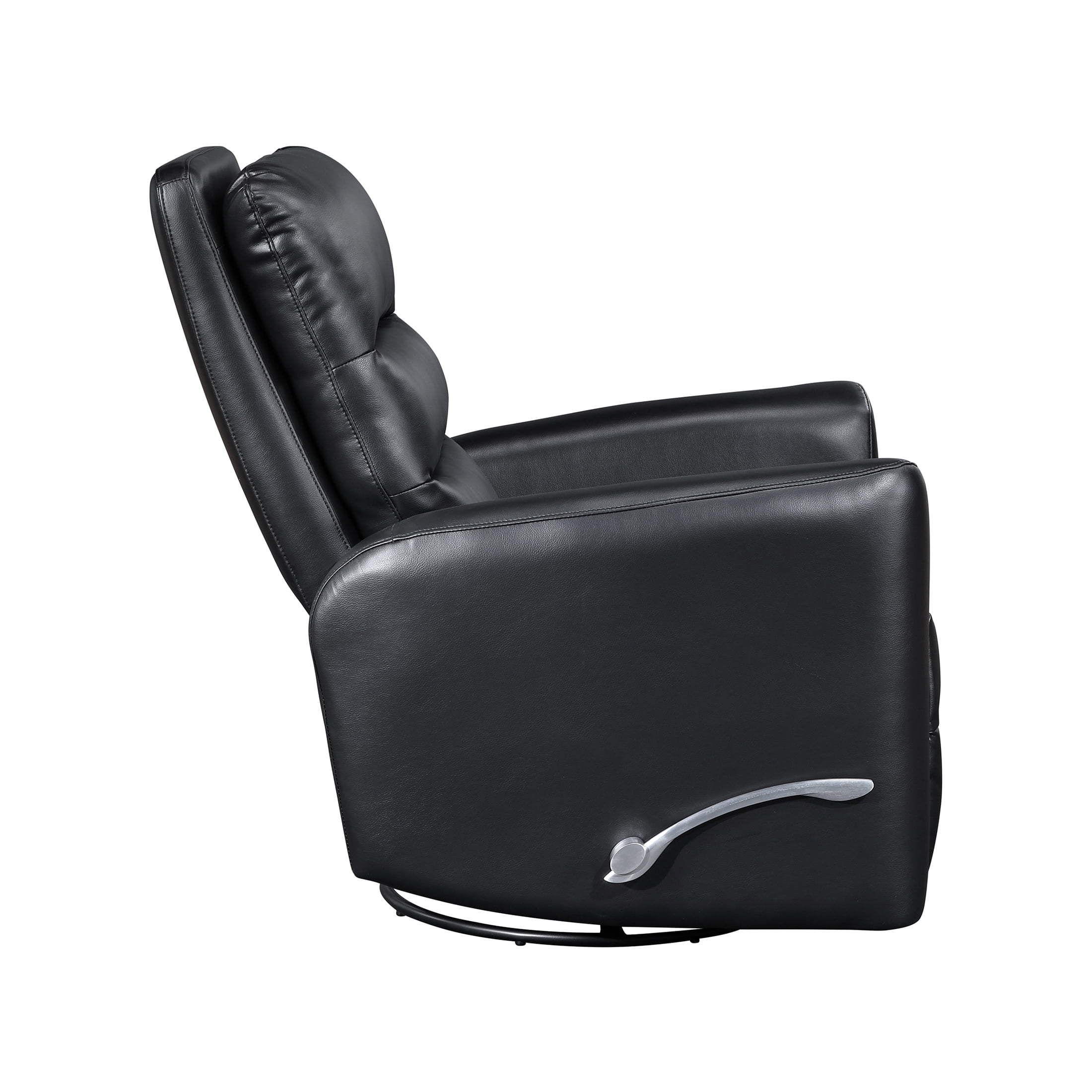 OakvillePark Crestshire Faux Leather Swivel Glider Reclining Chair, Black