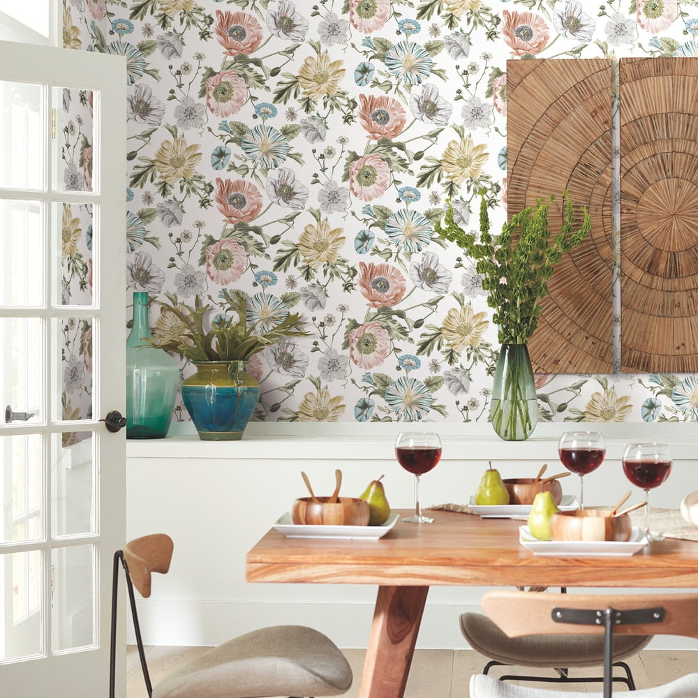 (2 pack) RoomMates Vintage Poppy Peel & Stick Wallpaper 30.75 Sq. ft