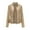 Khaki, variant on Lovskoo 2024 Women's Leather Jacket Long Sleeve Stand Collar Slim Fitting Zipper Motorcycle Jacket Beige