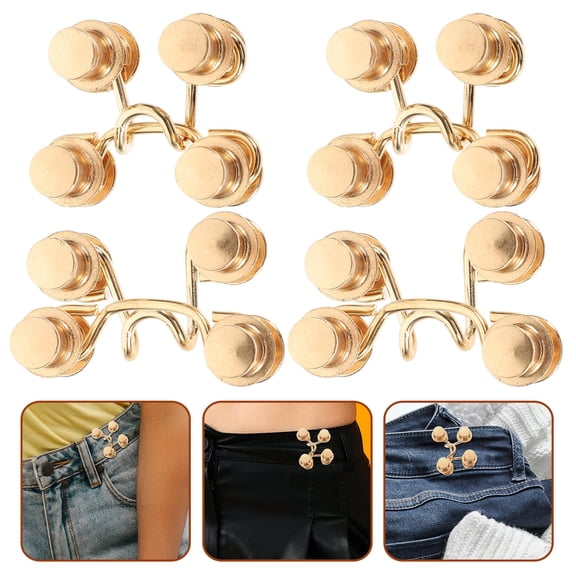 SEWCHICS Alloy Waist Buckles Clips for Pants - 4 Sets Adjustable Waistband Fasteners