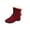 Wine, variant on OAVQHLG3B Women's Winter Suede Warm Round Toe With Flat Fleece Medium Tube Fringe Snow Boots