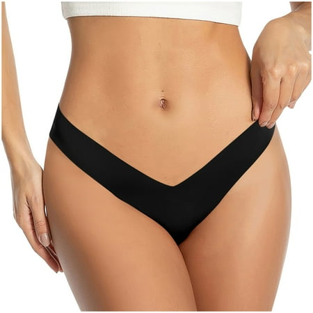 Arnsht Women s Solid Color Panties Ice Silk Seamless Underwear Soft Breathable Comfortable Triangle Thong Panties Black XXL