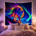 thumbnail image 2 of Neon Wolf Walking on Mountain Ridge Under Cosmic Aurora, Adventurous Fantasy for Wolf Lovers, Wildlife Wall Art, Housewarming Gift, Tapestry Wall Hanging for Bedroom and Dorm, 2 of 5