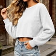 thumbnail image 6 of NominalSnug Womens Ribbed Knit Cropped Tops Crewneck Long Sleeve Shirts Loose Fit Casual Pullover Fall Outfits, 6 of 6