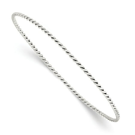 Sterling Silver Antiqued 2 MM Twisted Slip-on Bangle Bracelet