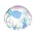 thumbnail image 1 of YFYANG Femmes Double Imperméable Shower Cap, Pastel Ananas Motif Cheveux Réutilisables Cap pour Tous les Styles de Cheveux et les Tailles de Tête, 1 of 6