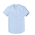 thumbnail image 1 of Chemises en Lin à Manches Courtes pour Hommes Été Unies Décontractées Amples Douces, 1 of 4