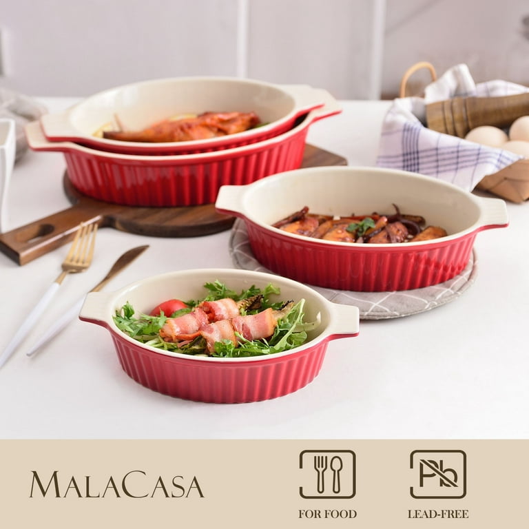 MALACASA 2-Piece Blue Oval Porcelain Bakeware Set 12.75 in. and 14.5 in.  Baking Dish BAKE.BAKE-032-B - The Home Depot
