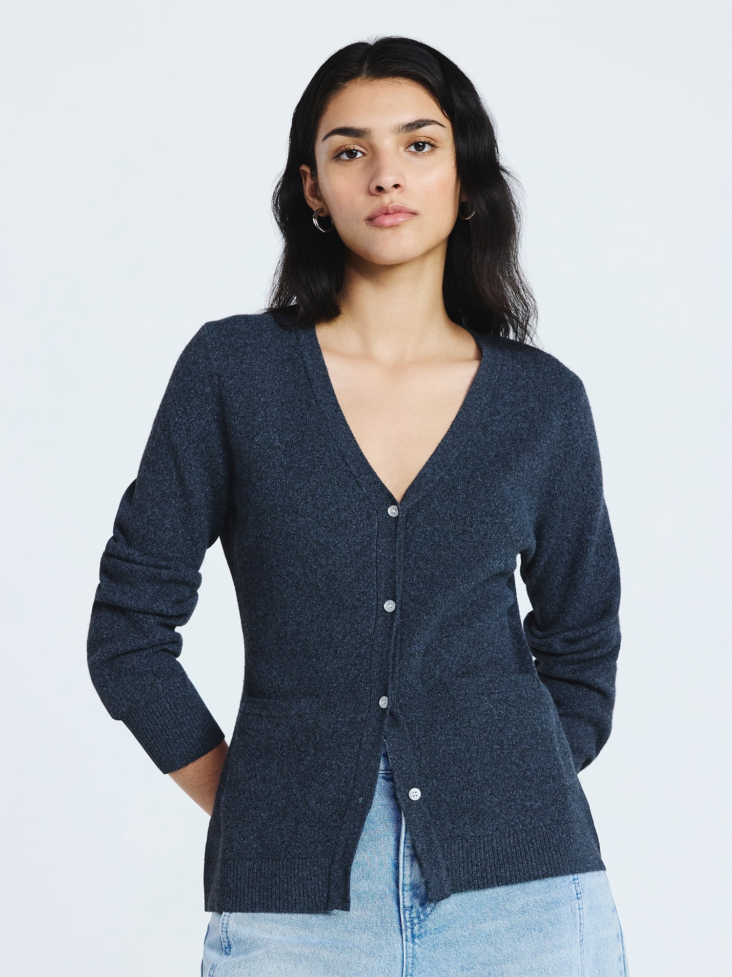 Scoop Women's V Neck Cardigan with Long Sleeves, Lightweight, Sizes XS-XXL