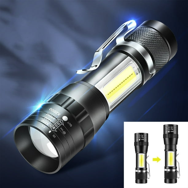 Linterna Led Superbrillante de 1000 Lúmenes, con Zoom, Recargable y 4 Modos, Potente Linterna de Mano.