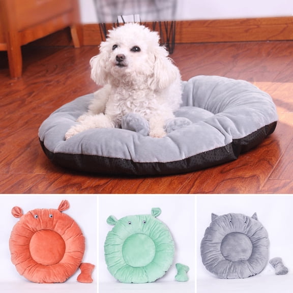 Pet Bed for Dogs, Cute Plush Dog Beds, Cozy Soft Dog Round Bed, Fluffy Dog Beds with Pillow and Non-Slip Bottom