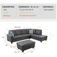 thumbnail image 6 of Golden Furniture 3PCS L Shape Faux Leather Sectional Sofa Set, Living Room Sofa Set with Storage Ottoman and Matching Pillows, 6 of 7