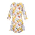 thumbnail image 7 of WTOBBY Women's Fashionable V-Neck Button Front 3/4 Sleeve Floral Dress, Functional Sundress with Cuff Detail and Pockets for Practicality,Yellow M, 7 of 7