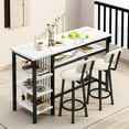 thumbnail image 3 of Lamerge Bar Dining Table Set for 2, 3 Piece Bar Table and Chairs Set, Kitchen Counter Height Dining Table Set, Small Kitchen Bar Table with Storage, Breakfast Nook Set for Small Space, White+Black, 3 of 10