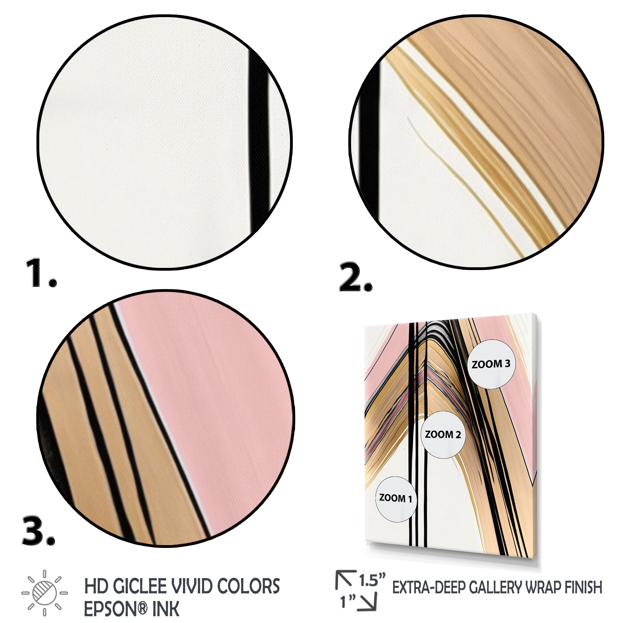 Designart Minimalism Pink And Gold Cubic Fusion V Canvas Wall Art