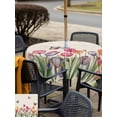 thumbnail image 4 of Outdoor Tablecloth with Umbrella Hole and Zipper, Tulips Spring Floral Square Table Cloth 60x60 Inch Waterproof Tablecloth, Pastoral Flowers Butterfly Rustic Picnic Table Cover for Patio Camping, 4 of 7