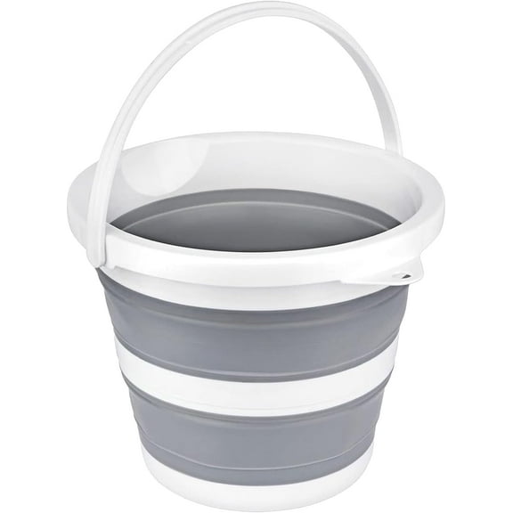 Collapsible Bucket 5L 1.3Gallon Small Cleaning Bucket Mop Buckets for Household Outdoor Car Washing Tub Plastic Foldable Portable Camping Beach Sand Water Pot Pail Space Saving Round